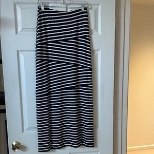 Chico's Black and White Striped Maxi Skirt